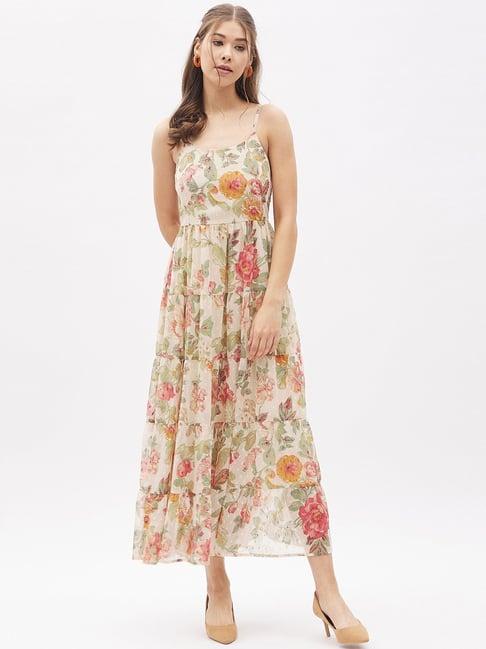 harpa beige floral print maxi dress