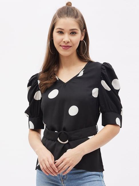 harpa black polka dots top