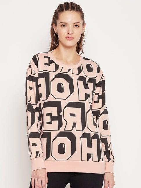 edrio beige printed sweatshirt