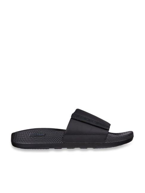 skechers men's hyper slide - reliance black casual slippers