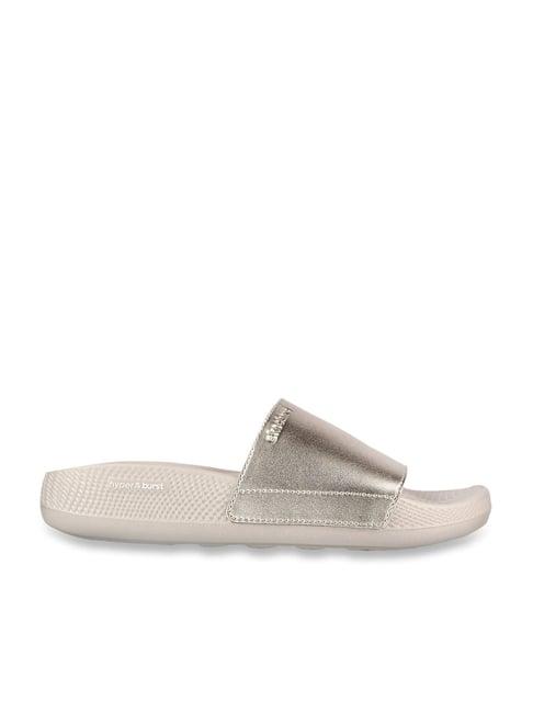 skechers women's hyper slide - shine on gold casual slippers