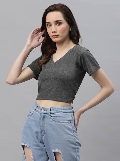 rigo dark grey cotton crop top