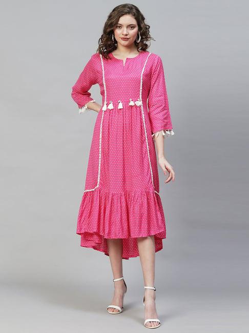 fashor hot pink polka dots a-line dress