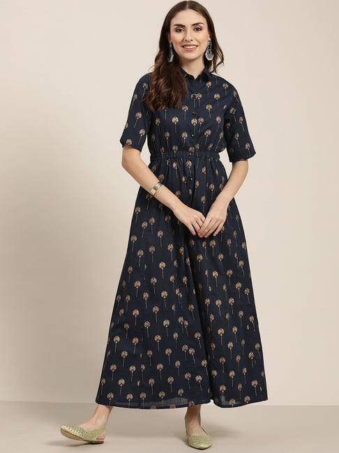 jaipur kurti navy printed basic jumpsuit