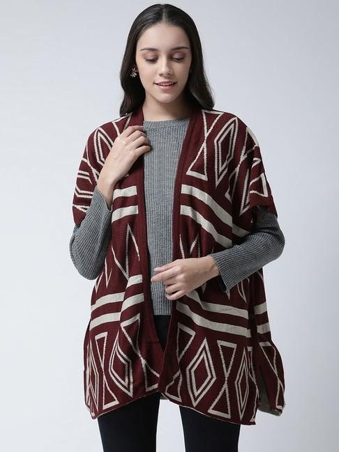 club york maroon printed shrug