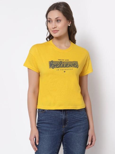 club york yellow printed t-shirt