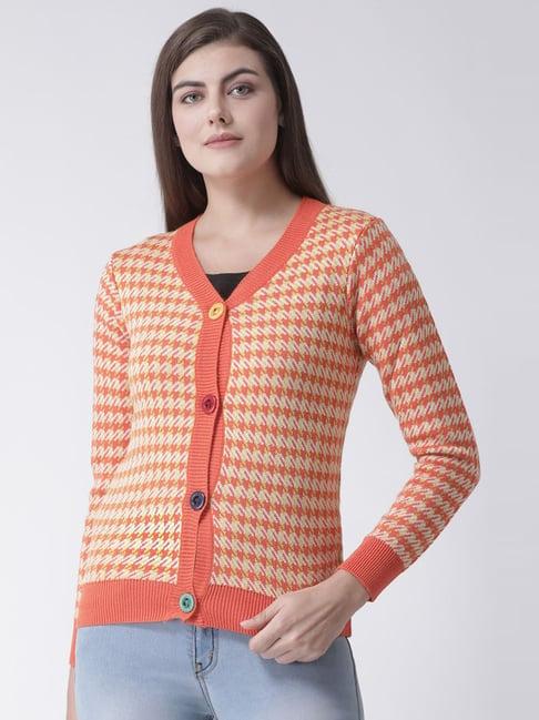 club york orange chequered cardigan