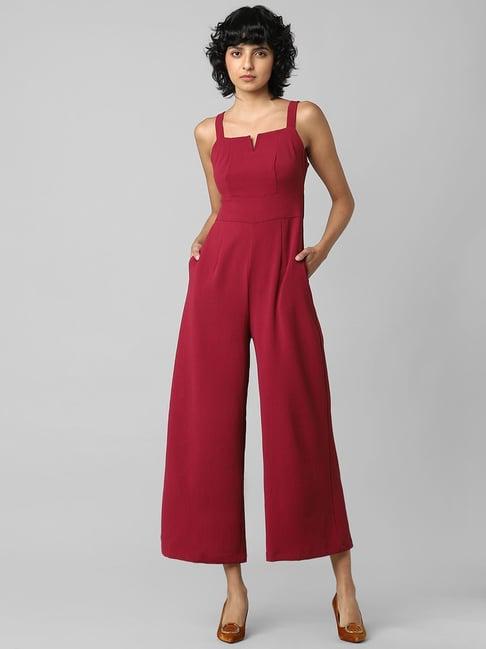 only red midi jumpsuit