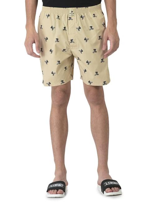 woodland beige printed shorts