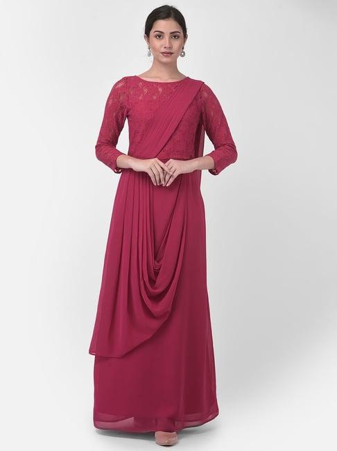 eavan fuchsia self design gown