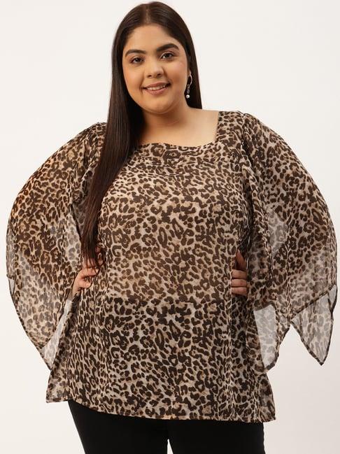 therebelinme beige & brown animal print top