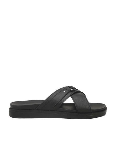 alberto torresi men's black cross strap sandals