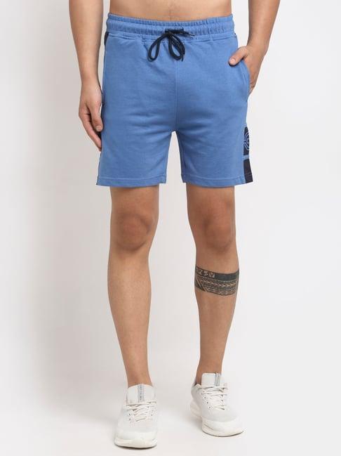 club york sky blue regular fit shorts