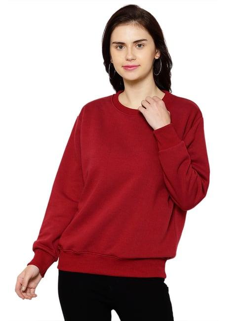 vimal jonney maroon fleece regular fit sweatshirt