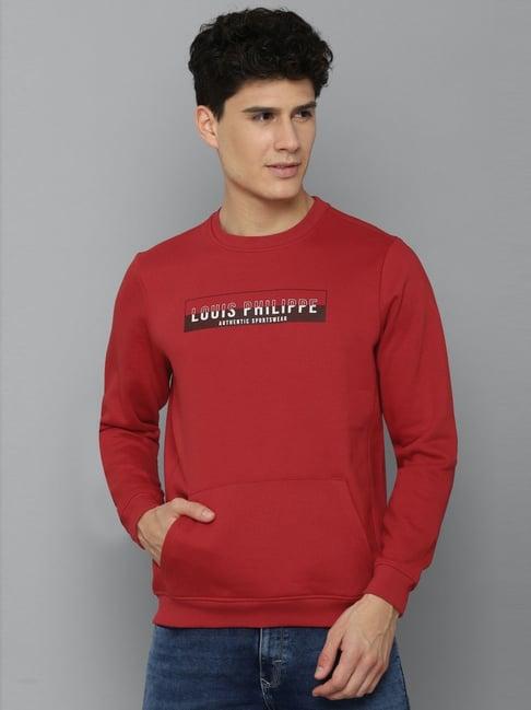 louis philippe sport red regular fit printed sweatshirt