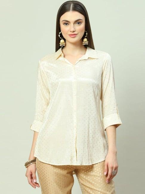 biba beige printed shirt