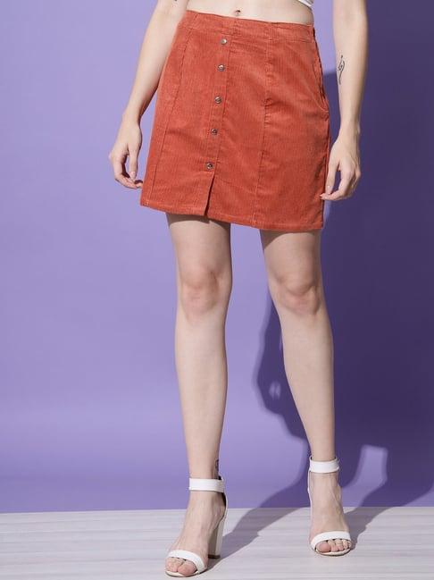 trend arrest rust mini skirt