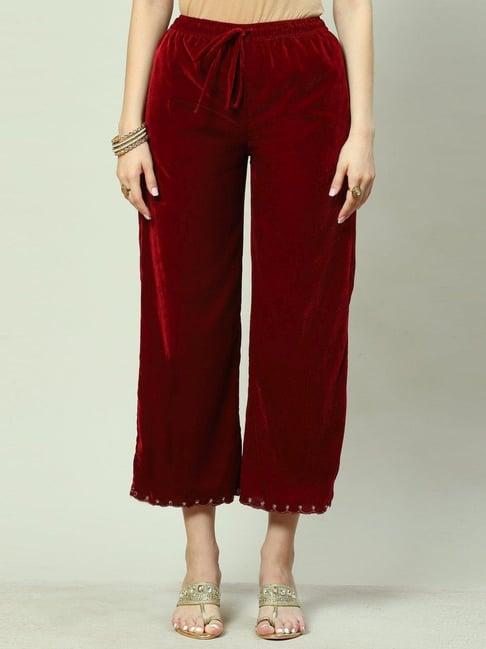 biba maroon straight fit palazzos