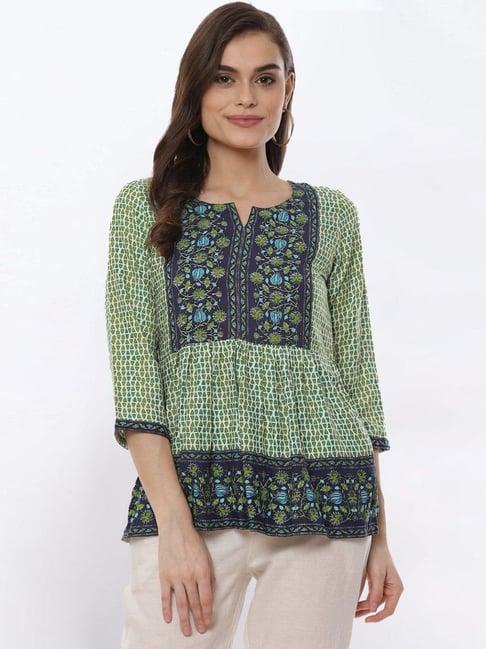 rangriti green printed top