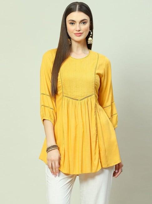 biba yellow a line kurta