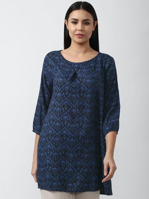 van heusen navy printed tunic