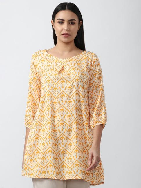 van heusen beige & yellow printed tunic