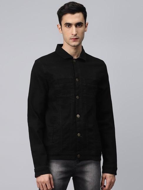 hubberholme jet black cotton regular fit denim jacket