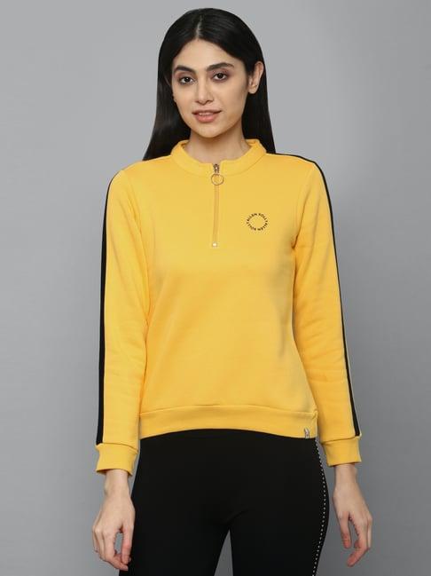 allen solly yellow cotton sweatshirt