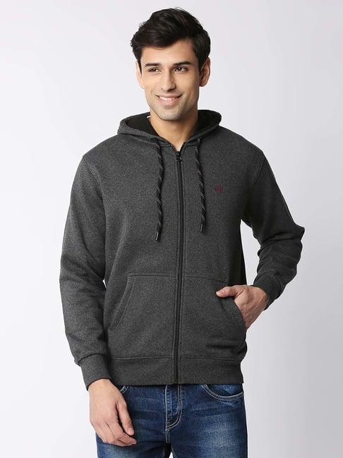 dragon hill dark grey full sleeves hooded sweatshirt