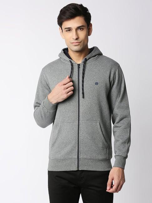 dragon hill medium grey full sleeves hooded sweatshirt