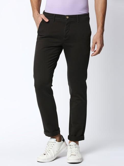 dragon hill dark grey slim fit flat front trousers