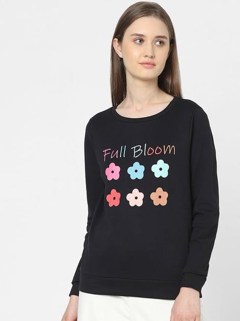 vero moda black floral print sweatshirt