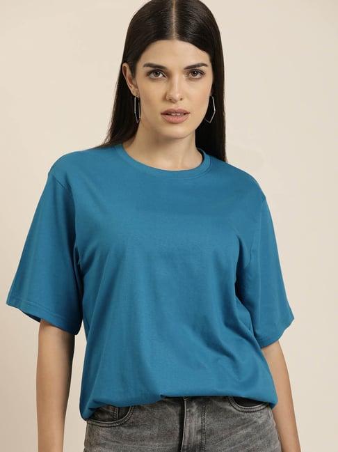 difference of opinion blue cotton oversize t-shirt