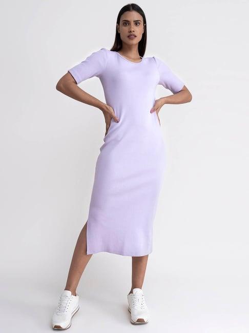 fablestreet purple regular fit midi dress