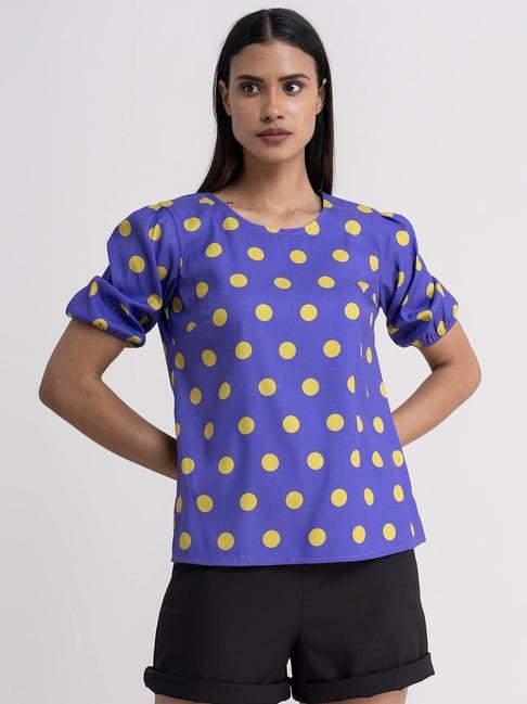 fablestreet blue polka dots top