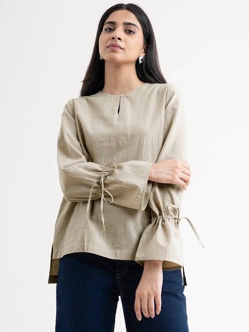 fablestreet beige regular fit top