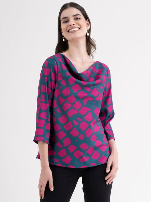 fablestreet blue & pink printed top