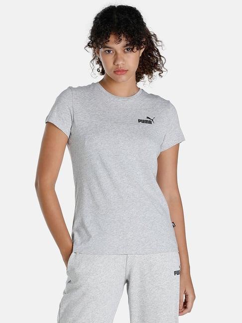 puma essentials grey cotton regular fit t-shirt