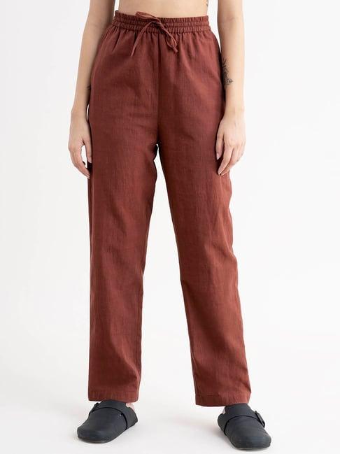 fablestreet brown regular fit trousers