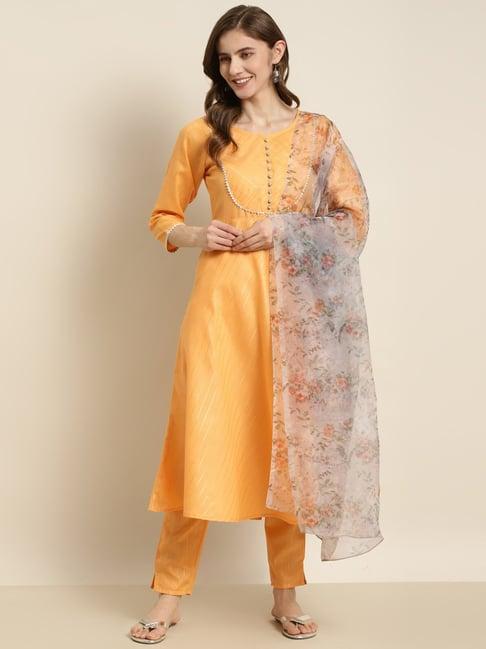 jompers orange striped kurta pant set with dupatta