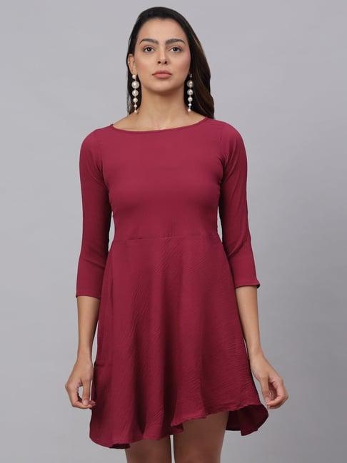 jainish maroon a-line dress