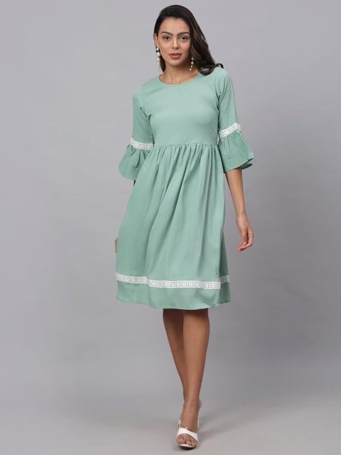 jainish green a-line dress