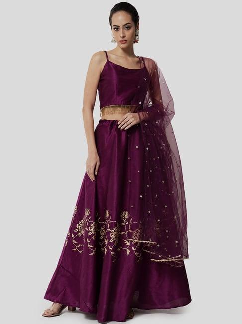 studiorasa purple printed lehenga choli set with dupatta