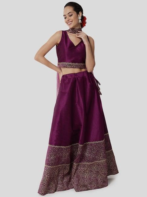 studiorasa purple printed lehenga choli set with dupatta