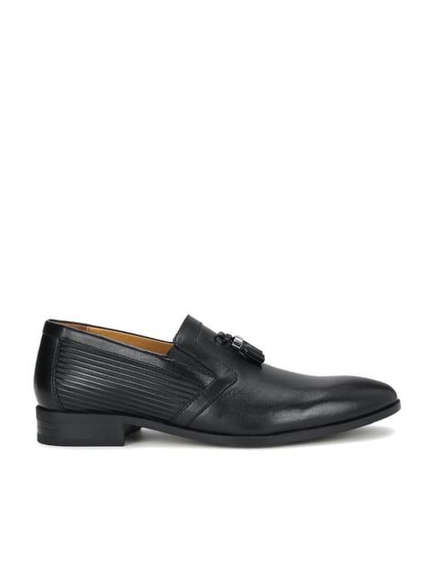 louis philippe men's black formal mocassins