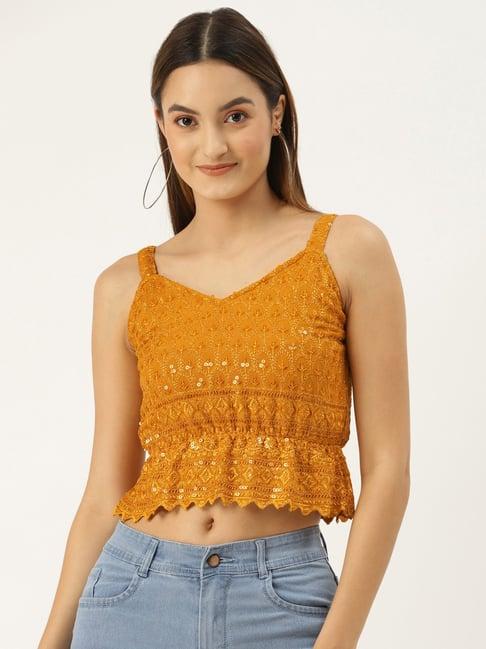 brinns mustard embellished top