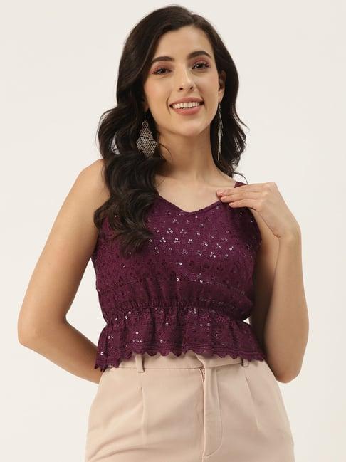 brinns purple embellished top