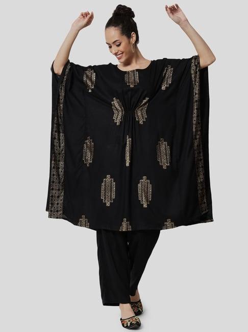 studiorasa black printed kaftan pant set