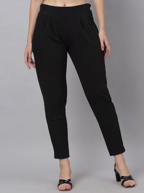 neudis black regular fit mid rise trousers