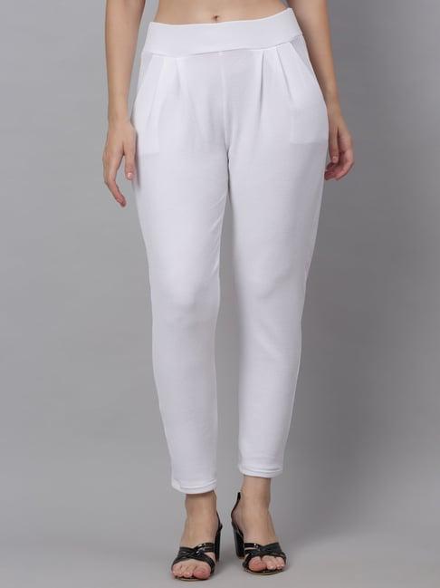 neudis white regular fit mid rise trousers